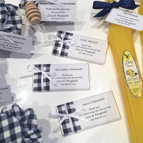 Navy & White chocolate bar bonbonniere 