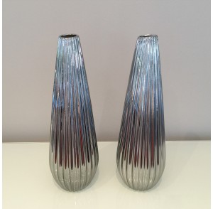 Silver Ceramic Teardrop Vase
