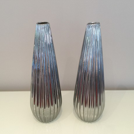 Silver Ceramic Teardrop Vase