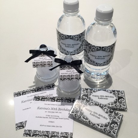 Elegant black-white theme invitation & gifts