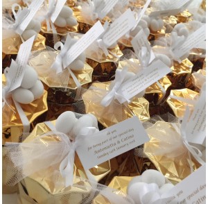 New Range Gold glass candle bonbonniere