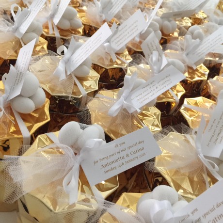 New Range Gold glass candle bonbonniere