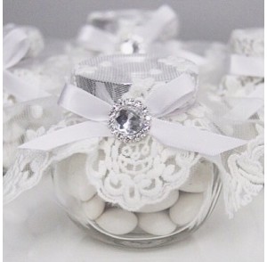 White lace candy jar bonboniere 