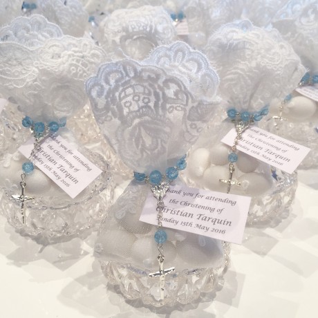 Point trinket with mini rosary bead & lace bag