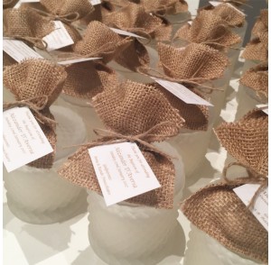 White frost glass candle bonbonniere 