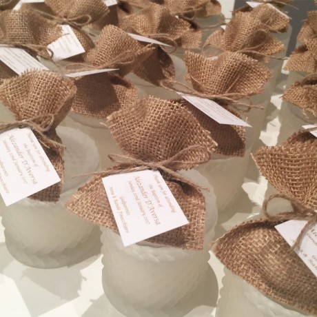 White frost glass candle bonbonniere 