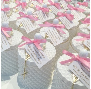 White glass candle bonbonniere