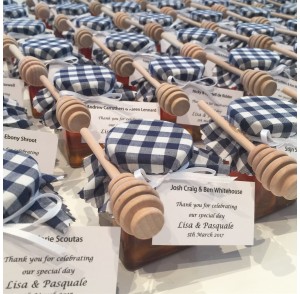 Large square honey jar bonbonniere