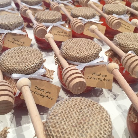 Hessian honey round jar bonbonniere