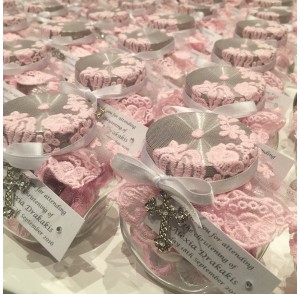 Pink lace candy jar bonbonniere