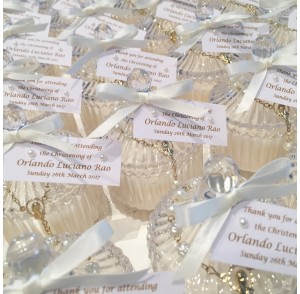 Mini round ribbed candle bonbonniere