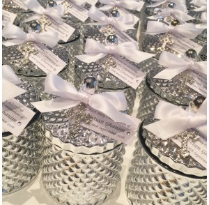 Silver glass candle bonbonniere 