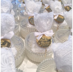 Decorative round ribbed trinket candle bonbonniere