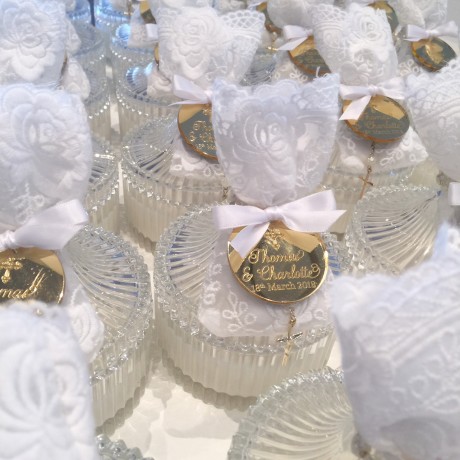 Decorative round ribbed trinket candle bonbonniere