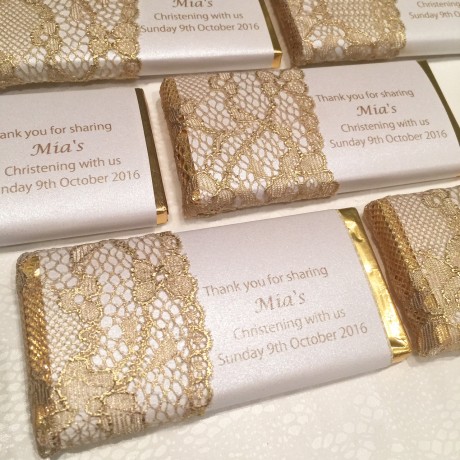 Gold lace chocolate bar bonbonniere