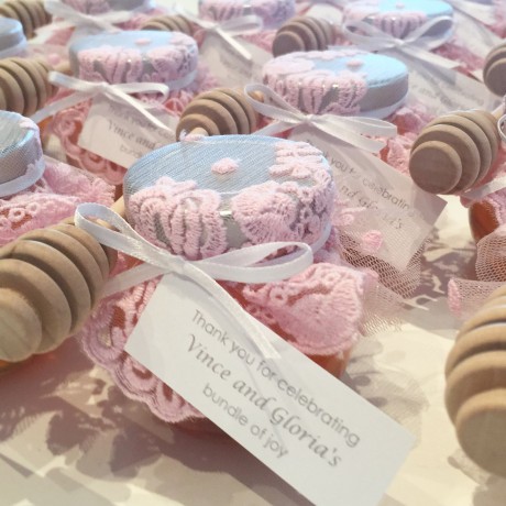 Honey round lace jar bonbonniere