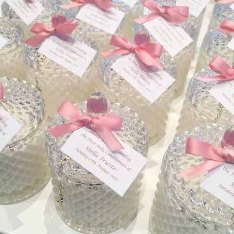 Clear glass candle bonbonniere 