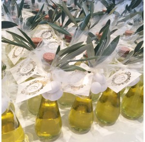 Tall olive oil bottle bonbonniere 