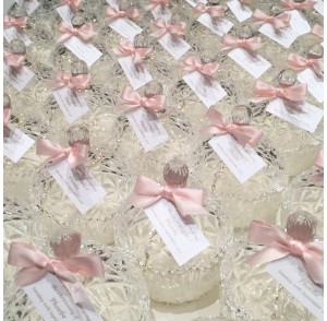 Decorative candle trinket with mini rosary bead